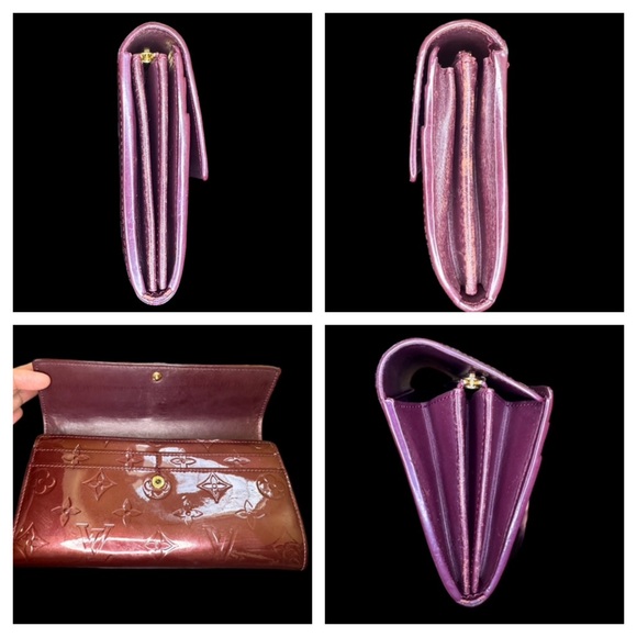 LOUIS VUITTON Sarah Vernis Material In Vibrant Wine Color Long Wallet. - Picture 5 of 7